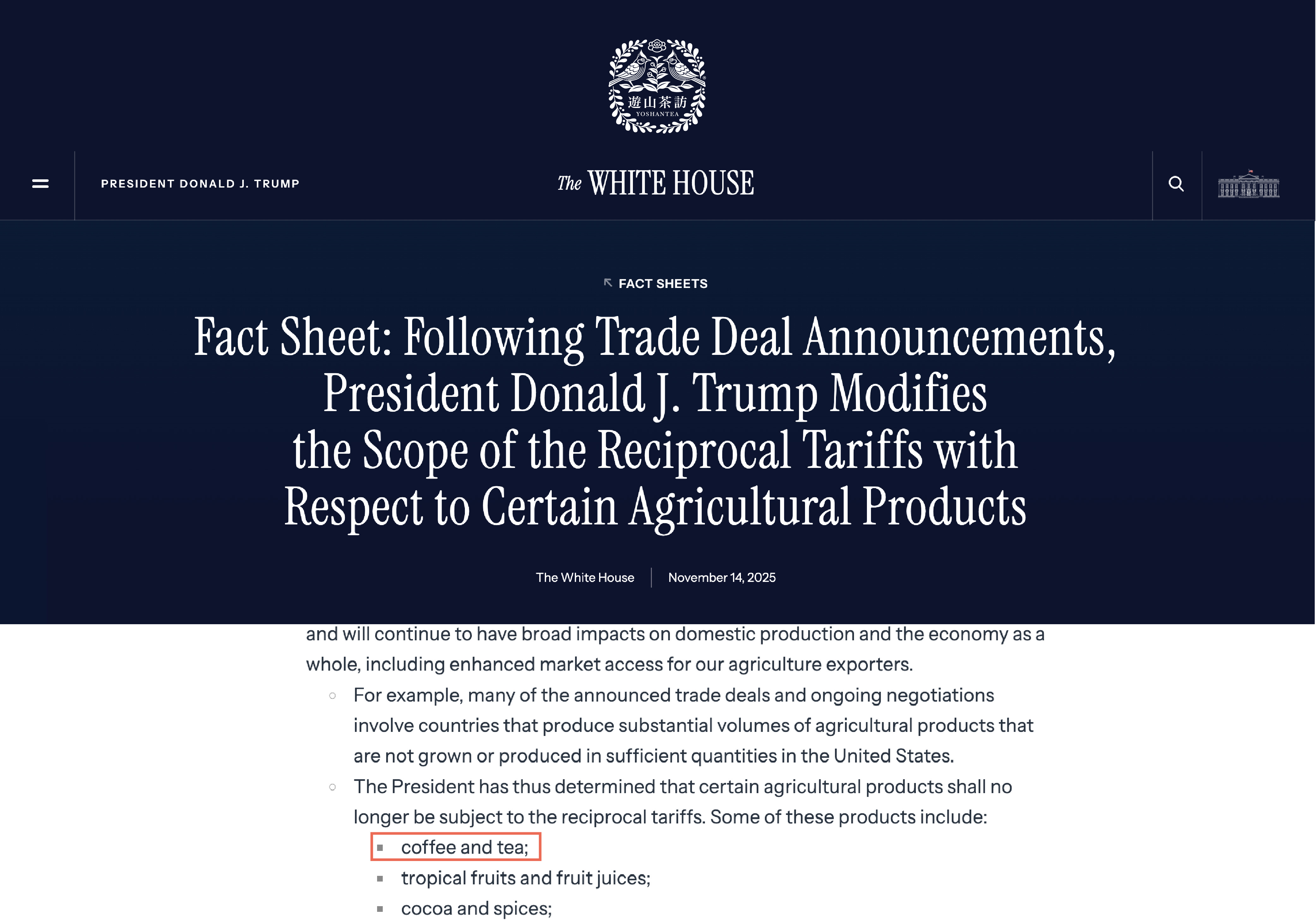 茶叶出口美国免收对等关税｜在日渐困难的贸易环境下，茶叶在关税议题上该注意什么？